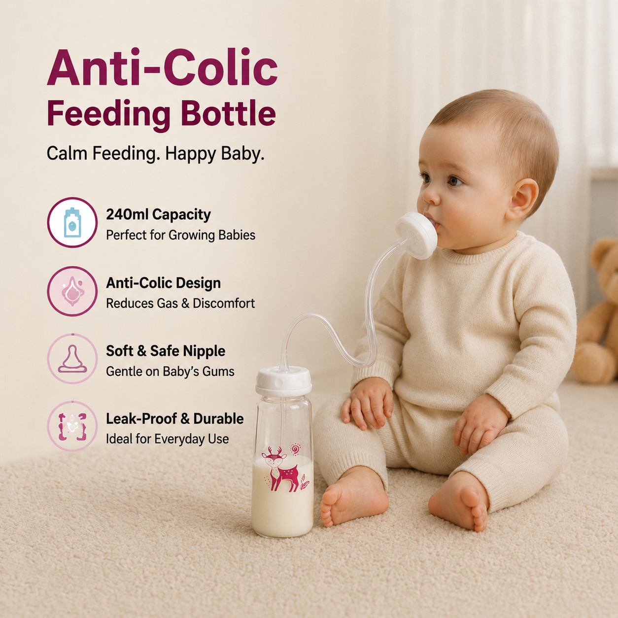 Hands-Free Baby Feeding Bottle | Happy & Hassle-Free Feeding  🍼